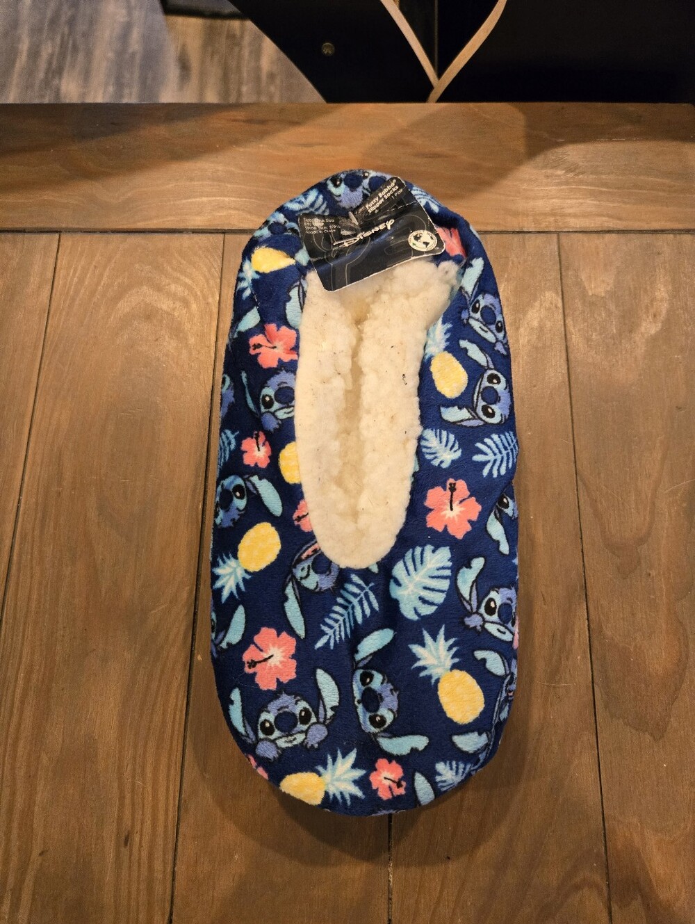 Disney Lilo & Stitch Navy Tropical Slipper Socks New